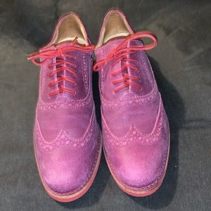 Cole Haan suede shoes purple red medallion wingtip